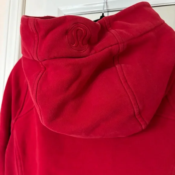 lululemon athletica full zip Scuba Vibrant Red Zip-Up Fleece Hoodie - Picture 3 of 14